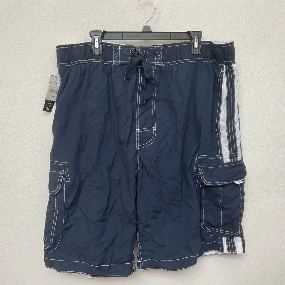 NWT Arizona Jean Co. Navy, White Adjustable Waist Swim Trunks Size 3X Beach